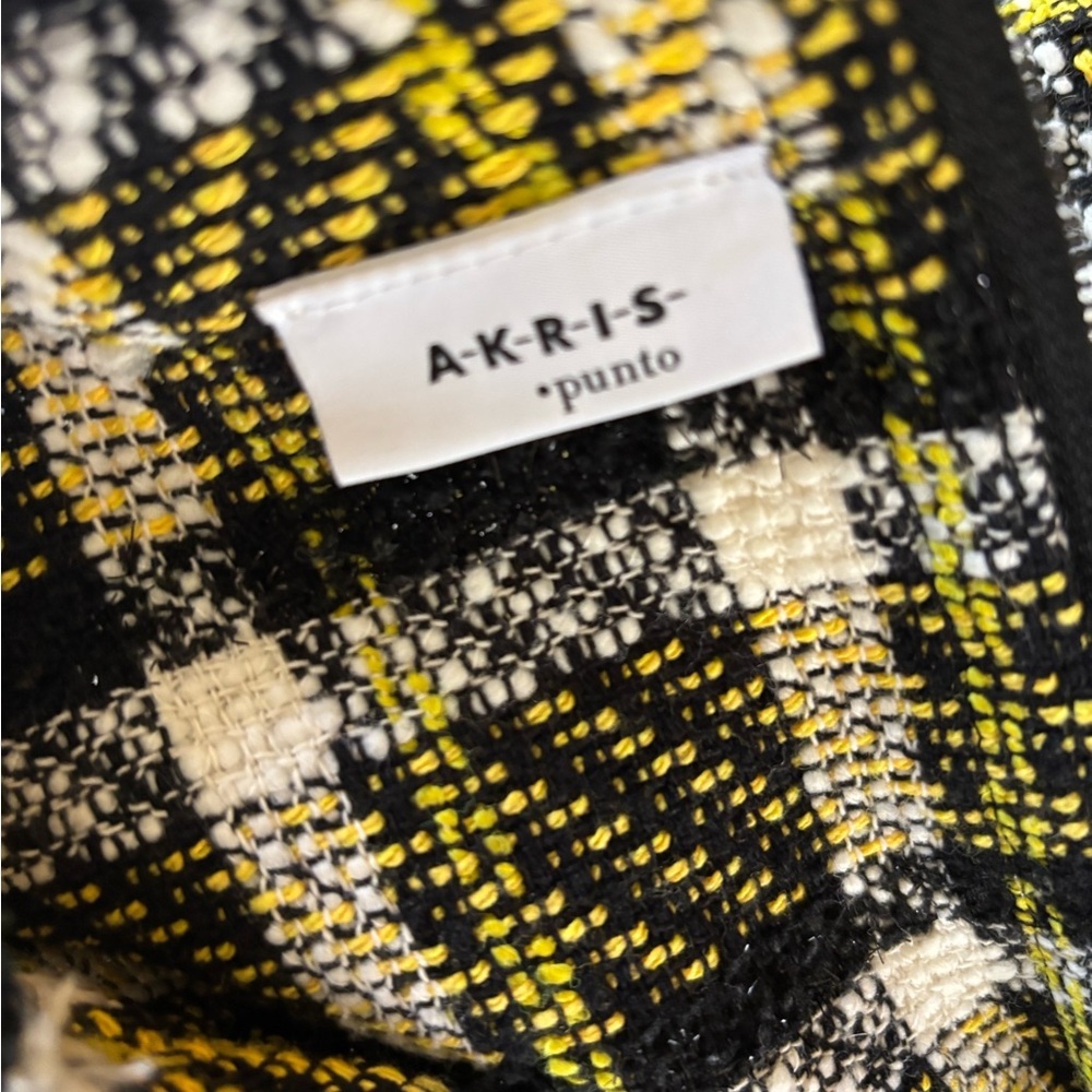 Akris Punto Tweed Knit Blouse and Skirt Set Yellow Black Plaid US 4 - Picture 12 of 15